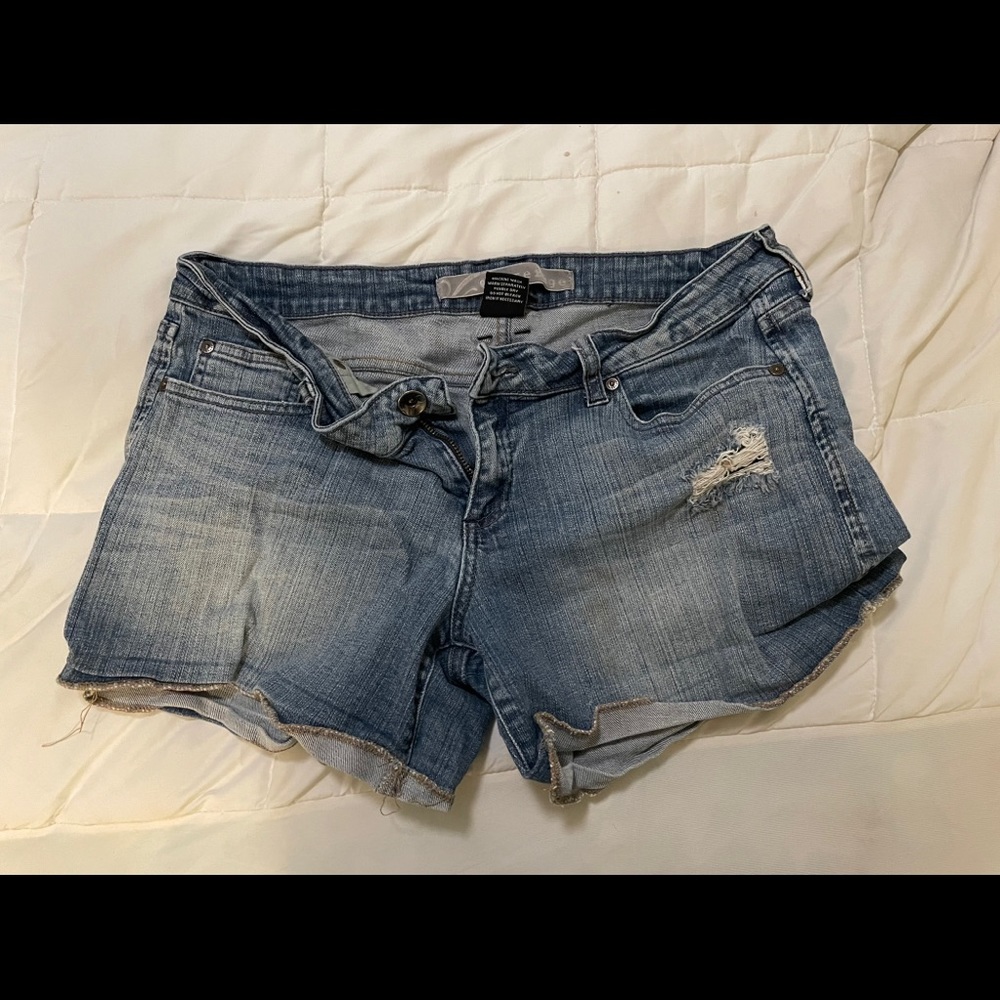 Ripped jean shorts